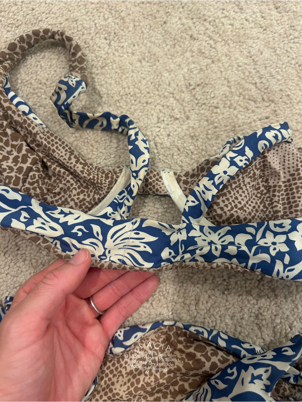 acacia swimwear Blue and White Floral High-Waist Bikini - Picture 3 of 4